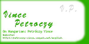 vince petroczy business card