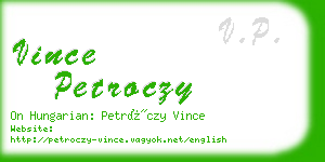 vince petroczy business card